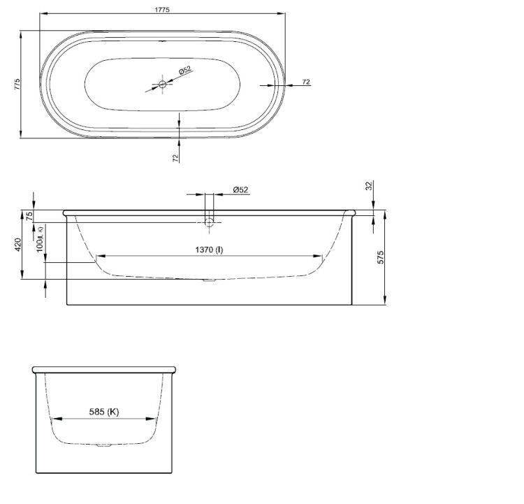 Ванна Bette BetteSuno Oval 1775x775x420 мм отдельностоящая белая 2740-000 CFXXSR