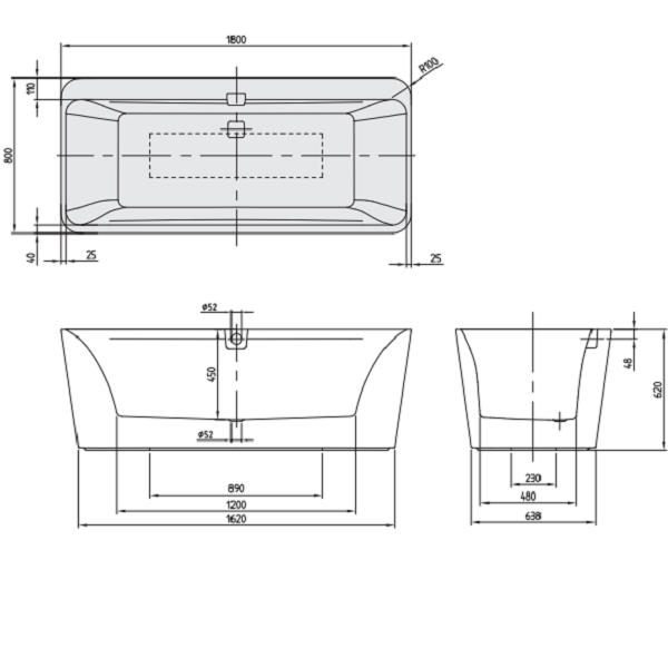 Ванна Villeroy & Boch Squaro Edge 12 1800x800 мм UBQ180SQE9T2V01
