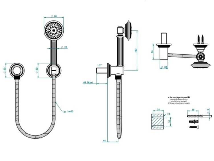 Душевой набор THG Grand Central With Black Onyx Lever Handle 80 мм золото U9NF0152