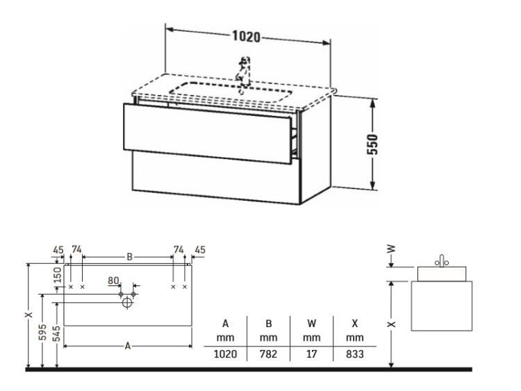 Тумба под раковину Duravit L-Cube 1020x481x550 мм подвесная серо-коричневый матовый LC624209191