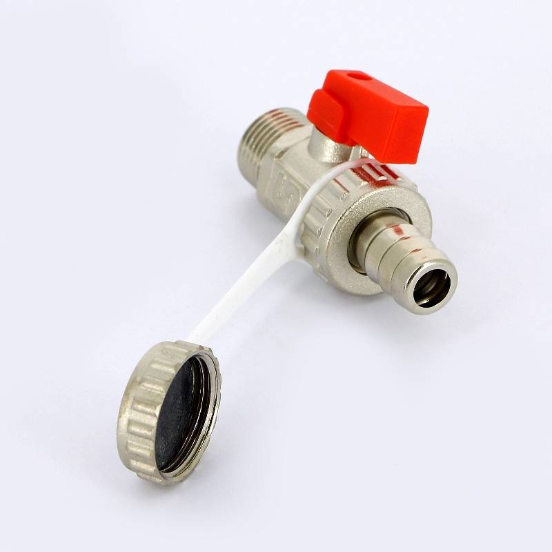 Кран шаровой сливной Uni-Fitt 1/2 x 3/4 НН со штуцером и заглушкой никелированный 126N2000