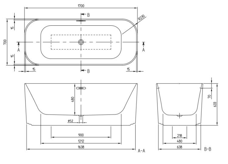 Ванна Villeroy & Boch Finion 1700x700 мм отдельностоящая цвет альпийский белый/золото UBQ177FIN7A300V401