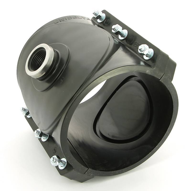 Седловая врезка Unidelta 160х1 4 болта для труб ПНД 1026160004