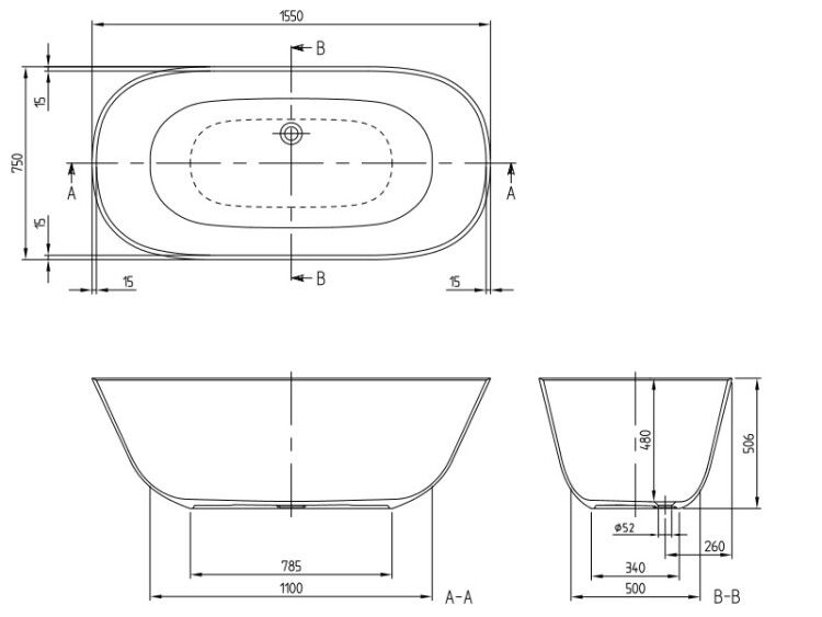 Ванна Villeroy & Boch Theano 1550x750 мм отдельностоящая белый альпийский UBQ155ANH7F2BCV01