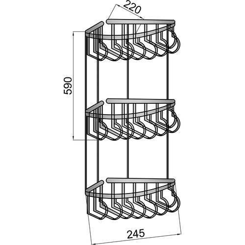 Полочка-корзинка угловая тройная Boheme Imperiale подвесная золото 10428