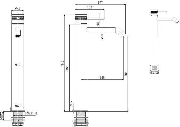 Смеситель для раковины высокий Allen Brau Priority излив 14.8 см хром 5.31A02-00