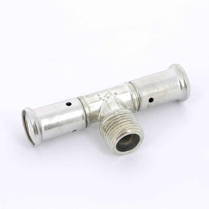 Тройник пресс латунный HENCO с наружной резьбой 16x1/2x16 14P-160416