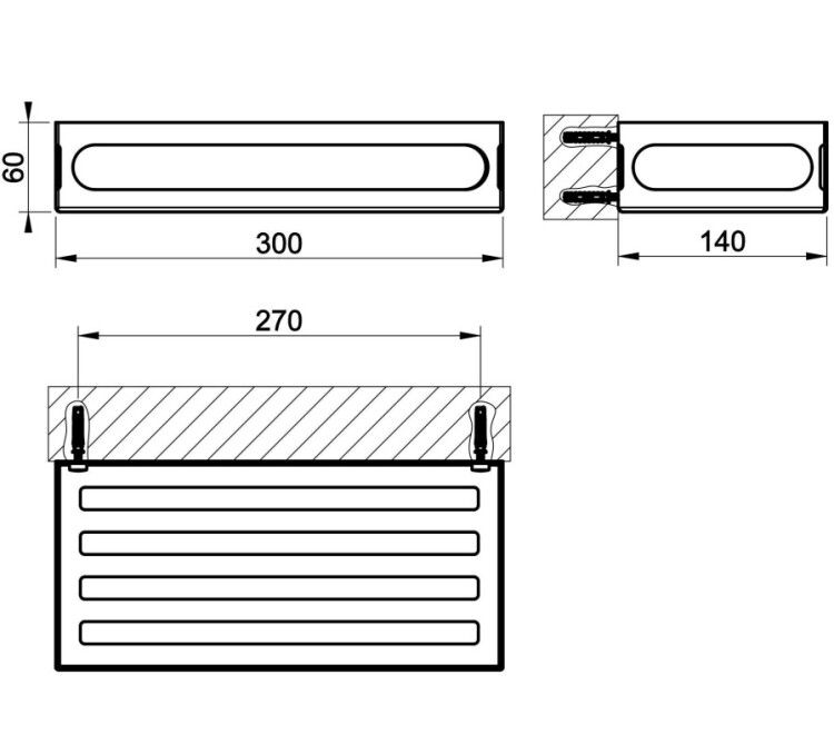 Полка-решетка Gessi Rilievo 300x140x60 мм цвет Copper PVD 59549030
