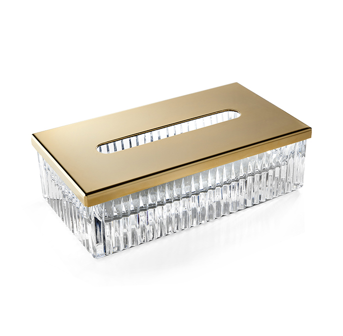 Контейнер для бумажных салфеток 3SC Elegance 230x125x70 мм прозрачный хрусталь/золото матовое EL70ACRGO