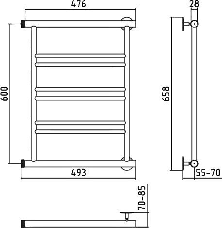 Полотенцесушитель водяной Стилье Минор 0601 49.3x65.8 см 00601-6050