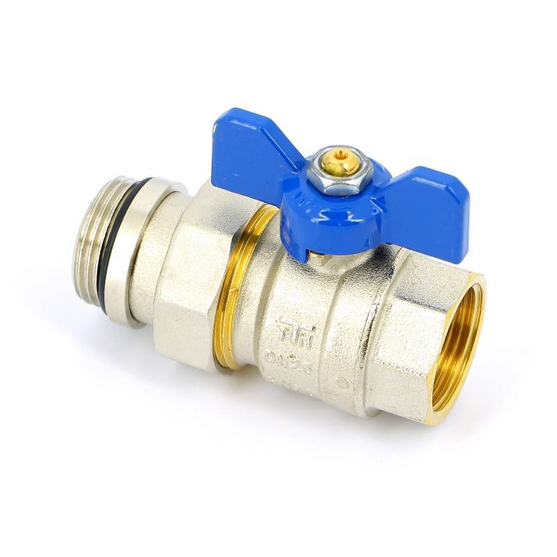 Кран шаровой Tiemme НВ с разъемным соединением для коллектора синяя бабочка 1 2120014