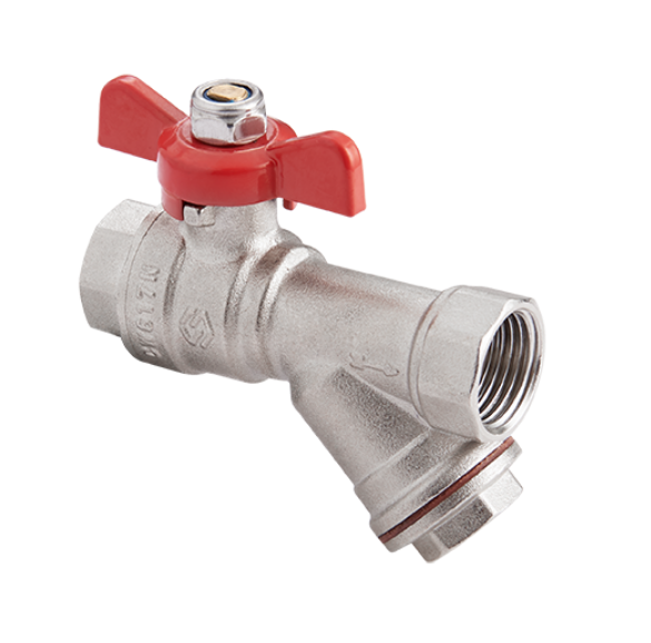 Кран шаровой HOGART Premium 1/2 ВВ PN 25 ручка-бабочка с фильтром HOGBV83204