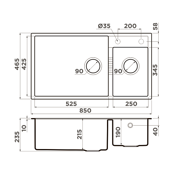 Кухонная мойка Omoikiri Tedori 85-2-U-PL Tetogranit 85x46.5 см платина 4993947