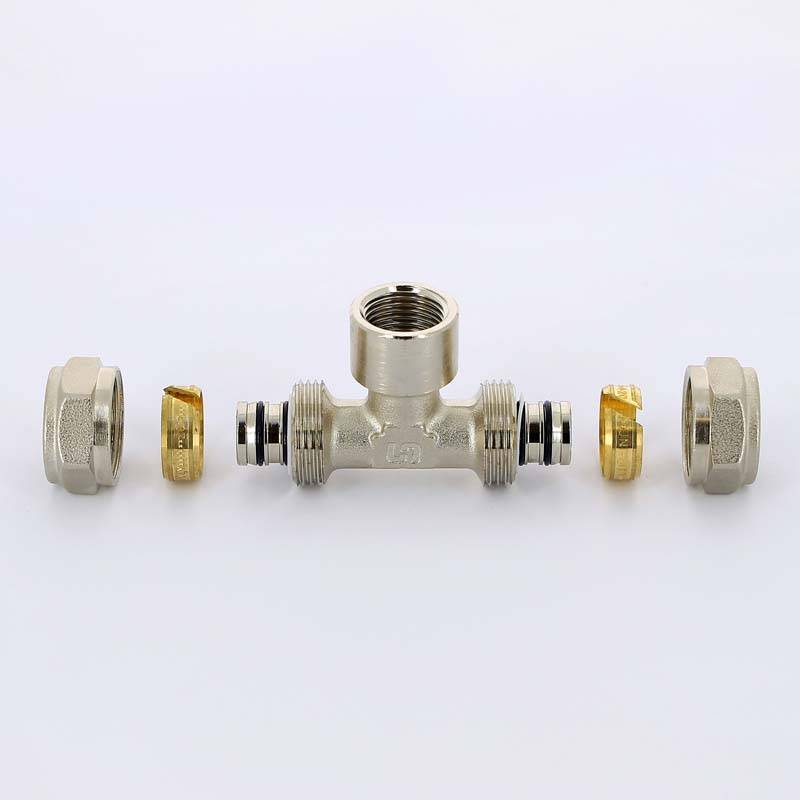 Тройник обжимной Tiemme никелированный 16х1/2х16 ВР 1600018