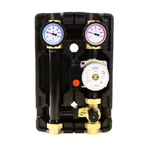 Насосно-смесительная группа Uni-Fitt DN25 с трехходовым клапаном и насосом Wilo Star RS 25/6 180 492W2500.IT