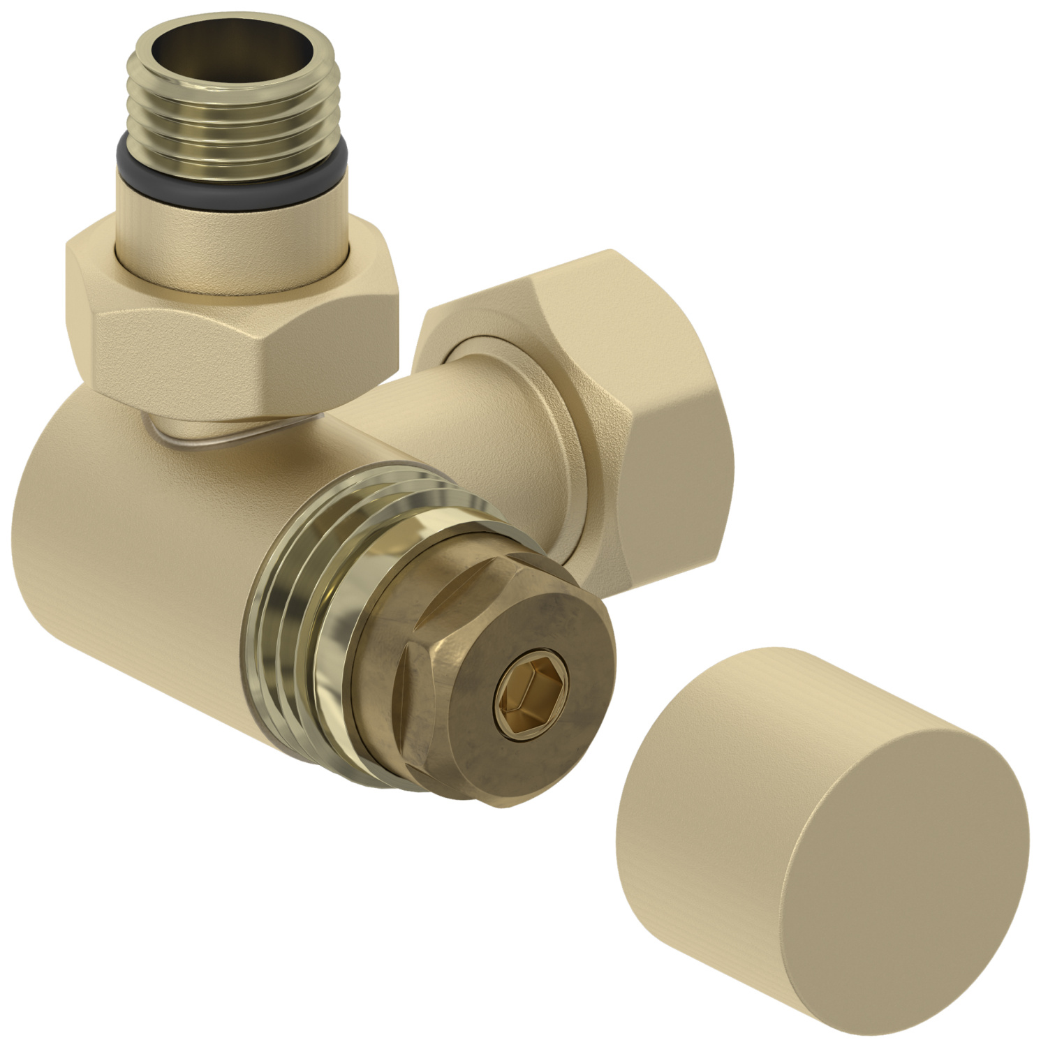 Вентиль регулировки температуры Сунержа 3D левый НР G 1/2 - НГ G 3/4 шампань матовая 022-1406-1234