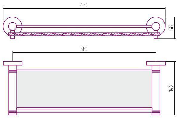 Полка стеклянная с ограничителем Сунержа Каньон 400x142x58 мм хамелеон 04-3004-0400