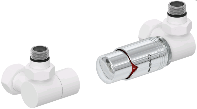 Комплект терморегуляторов Сунержа 3D автоматический правый G 1/2 x G 3/4 белый матовый/хром 3014226203