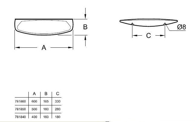 Полка Villeroy & Boch O.Novo 600x165 мм альпийский белый 78186001