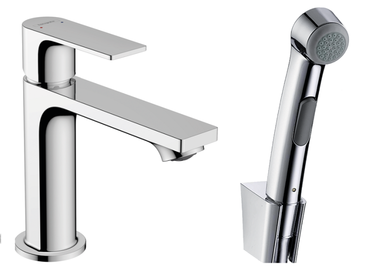 Смеситель для раковины Hansgrohe Rebris E 110 с гигиеническим душем 72216000