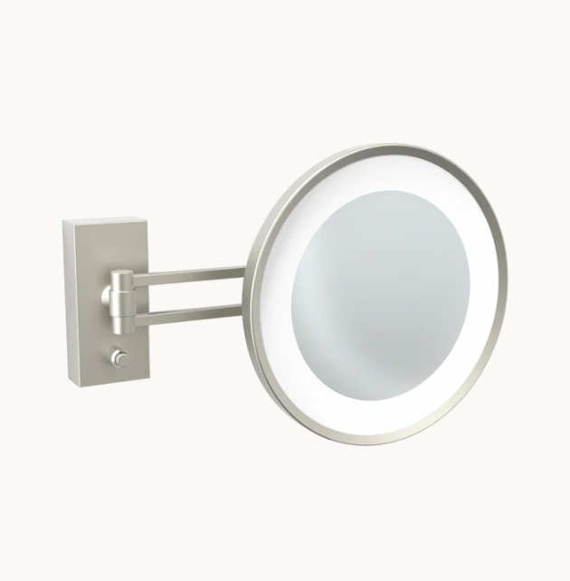 Косметическое зеркало Decor Walther BS 36/V настенное с LED подсветкой, увеличение 5x, никель сатин 0122234