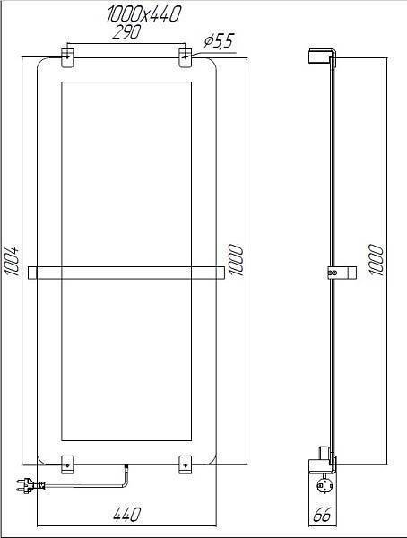 Полотенцесушитель электрический Allen Brau Infinity 100x44 см с рейлингом и креплением 00288919