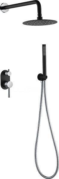 Душевой комплект Boheme Uno смеситель встраиваемый с верхним и ручным душем black/chrome 464-BCR