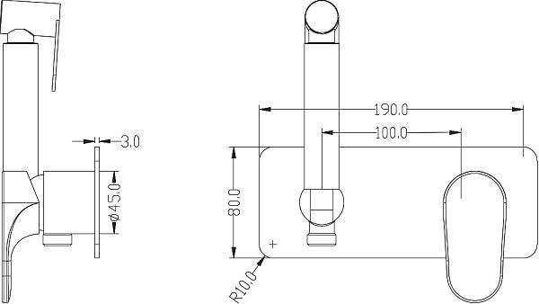 Гигиенический душ встраиваемый Boheme Spectre со смесителем черный 457-B