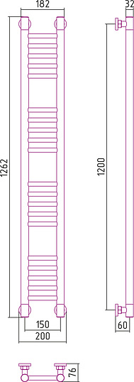 Полотенцесушитель водяной Сунержа Богема+ 150x1200 мм без покрытия 00-0220-1215