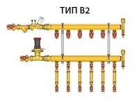 Узел коллекторный отопления этажный Giacomini 1 1/4 x 3/4 на 8 отводов с балансировочной парой GE553Y738