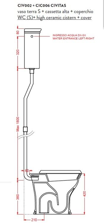 Сливной бачок Artceram Civitas 440x390x400 мм белый CIC0060100