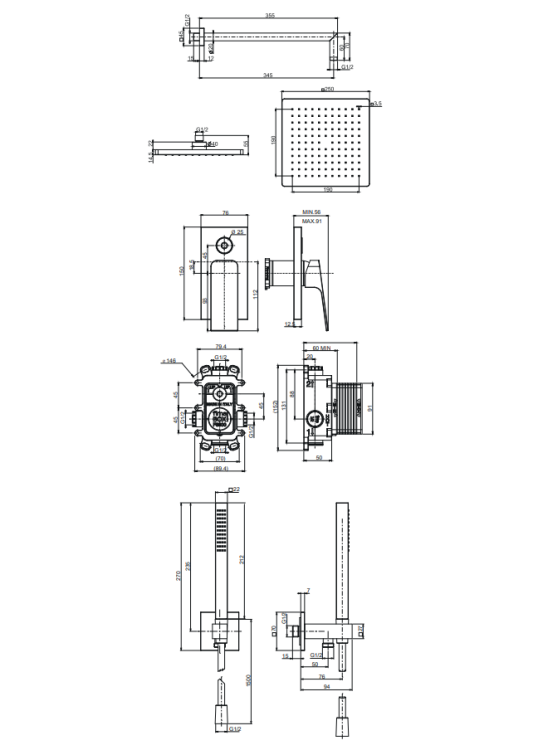 Душевой комплект Fima Carlo Frattini Shower systems на 2 потребителя черный матовый F3389E2Q256S7NNS