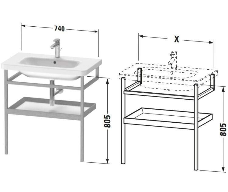 Консоль-полотенцедержатель Duravit Durastyle 740x440x805 мм полка базальт матовый корпус американский орех DS988204377