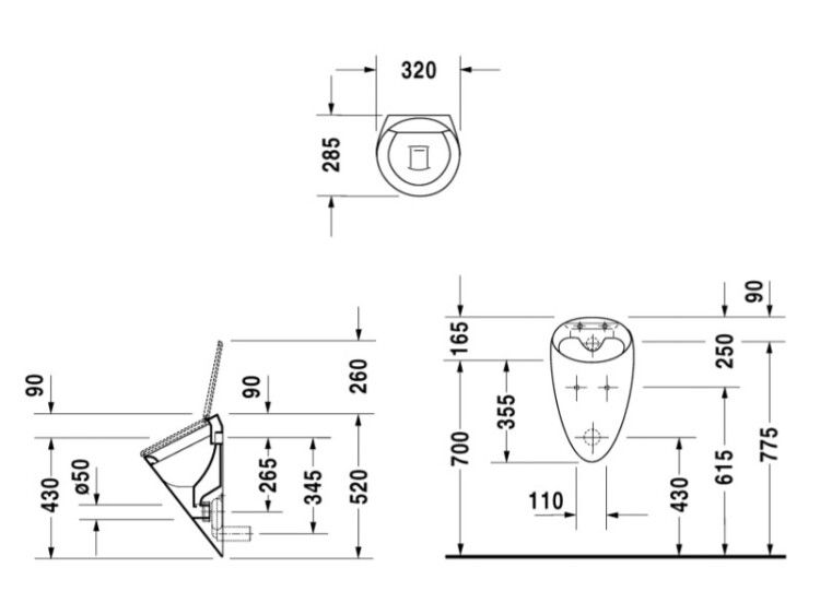 Писсуар Duravit Starck 1 320x285x520 мм белый 0835320000