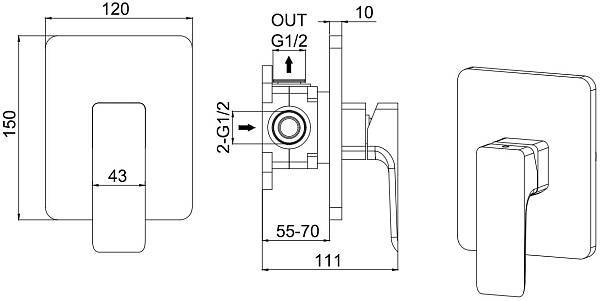Смеситель для душа Allen Brau Infinity с внутренней частью черный матовый 5.21015-31