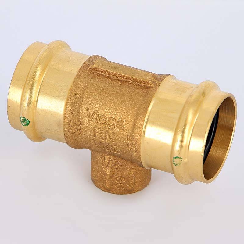 Тройник пресс-В Viega Sanpress 35х1/2х35 бронза 121945