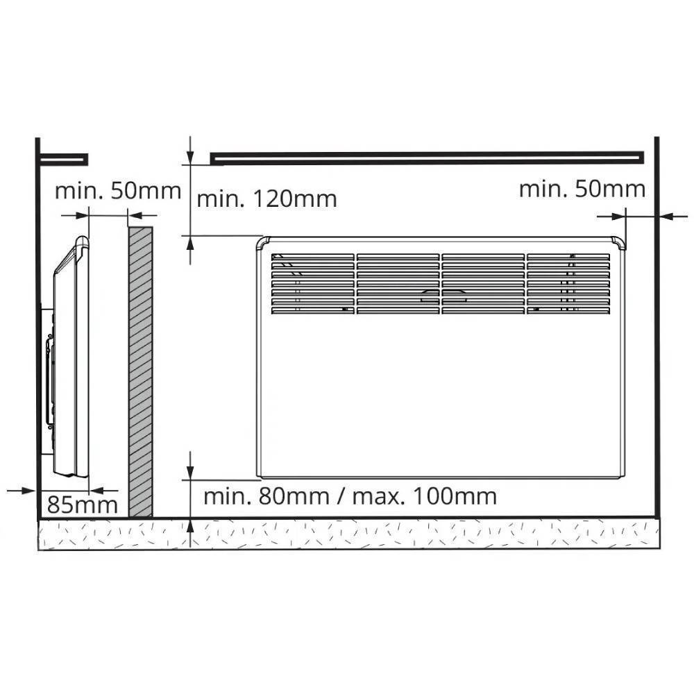 Конвектор электрический Ensto FinnHeat Вт электронный термостат Bluetooth с вилкой EPHBEBT20PR