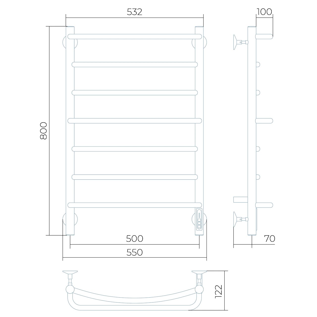 Полотенцесушитель электрический Larusso Евромикс КС П7 500x800 мм белый RAL 9016 8516