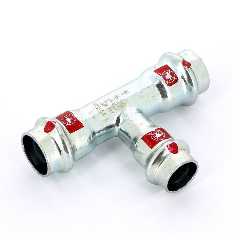 Тройник пресс Viega Prestabo оцинкованная сталь 18х15х18 мм 558680