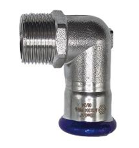 Угольник 90° Hoger 18х3/4 НР укороченный пресс нержавеющая сталь SS6370505