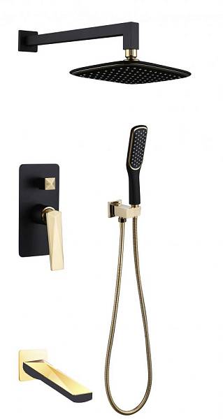 Душевой комплект встраиваемый Boheme Venturo черный/золото 384-B-2