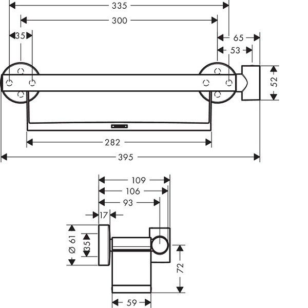 Поручень Hansgrohe Unica Comfort 395 мм цвет белый/хром 26328400