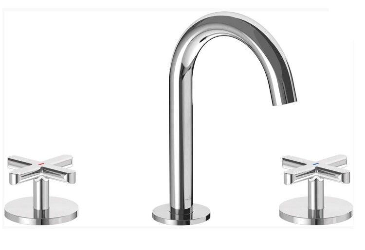 Смеситель для раковины Villeroy & Boch DAWN на три отверстия ручки-крестики хром TVW10612015361/TVW10613015361