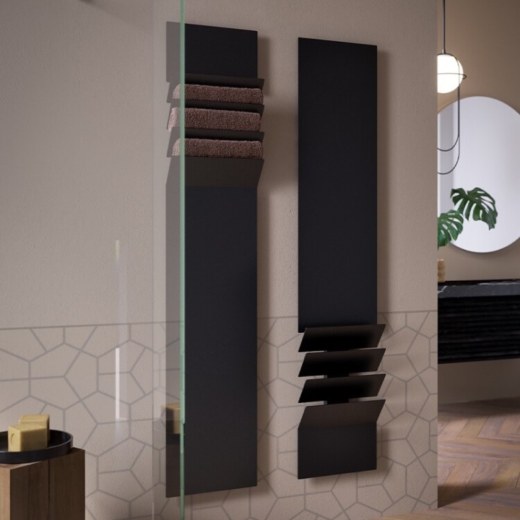 Полотенцесушитель электрический Antrax IT Flaps B 350x1710 мм Schuko черный матовый ECFPB171001BNEOP