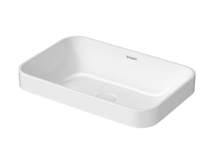 Раковина, Duravit, Happy D.2 Plus, шгв 600-400-165, отверстия для смесителя-отсутствуют, цвет-белый