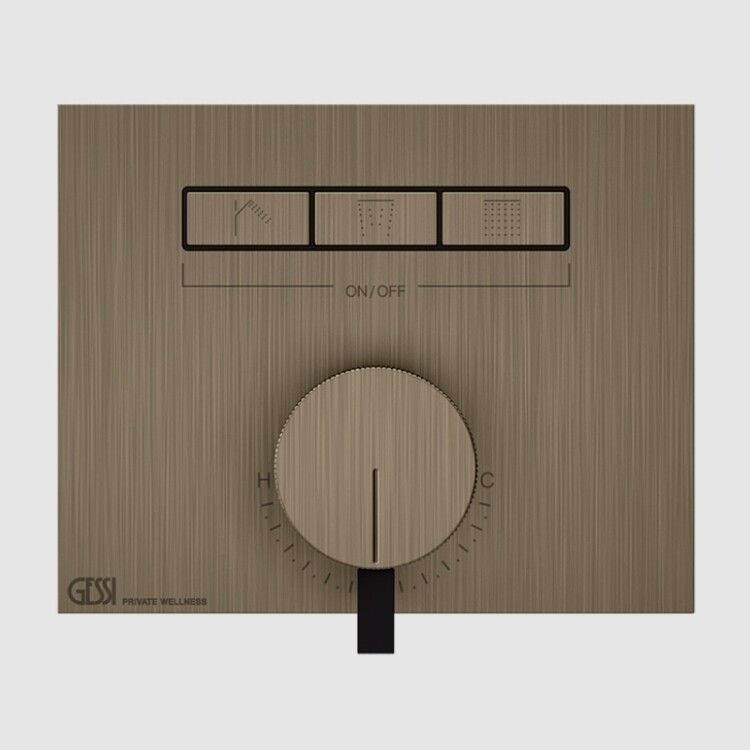 Смеситель для душа, Gessi, HI-FI, на 3 потребителя, цвет-Coffee Bronze Brushed PVD
