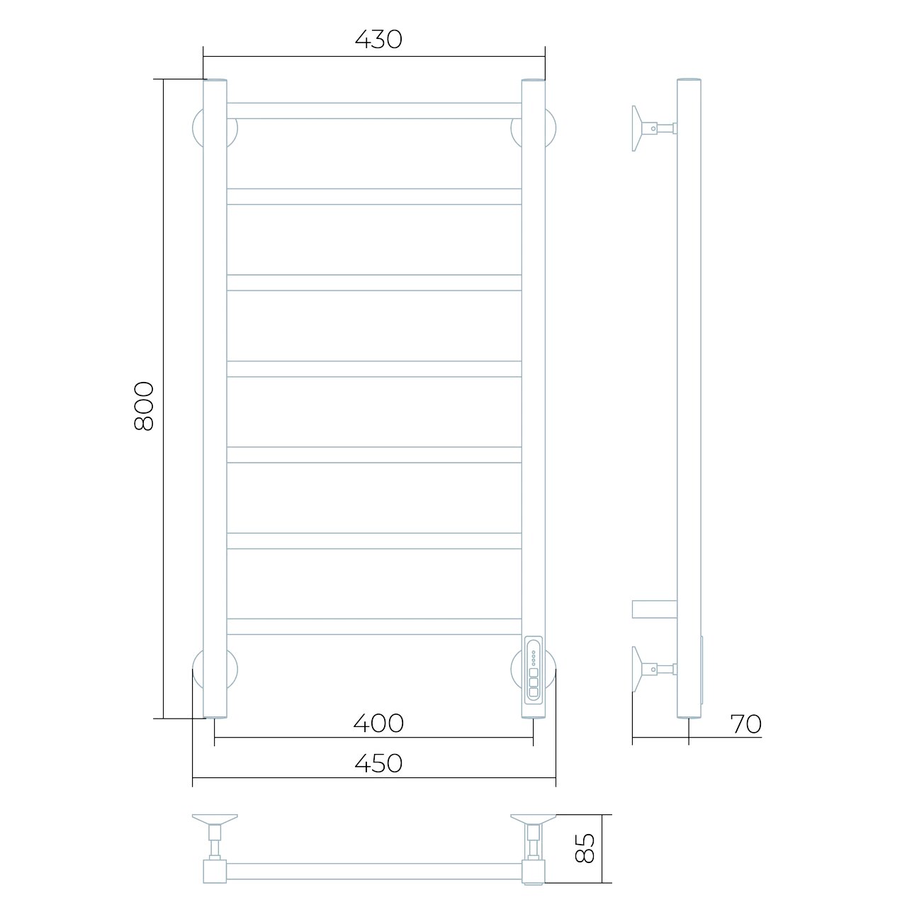 Полотенцесушитель электрический Larusso Феличия П7 400х800 мм хром 8500