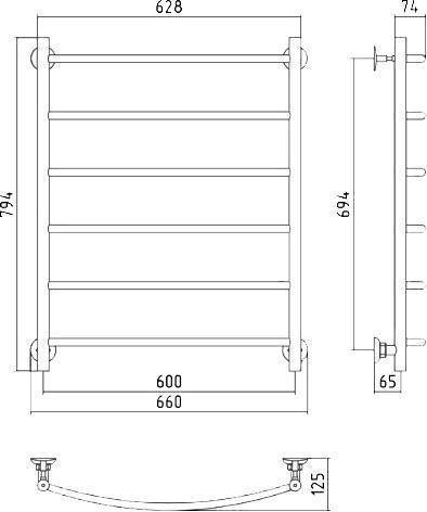Полотенцесушитель водяной Стилье Версия-Н2 66x79.4 см без покрытия 00622-8060