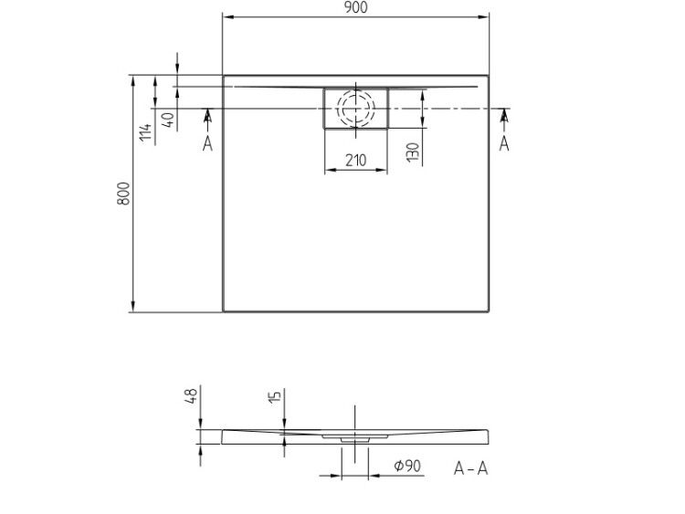 Душевой поддон Villeroy & Boch Architectura Metalrim 900x800 мм с антислипом VilboGrip белый UDA9080ARA248GV01