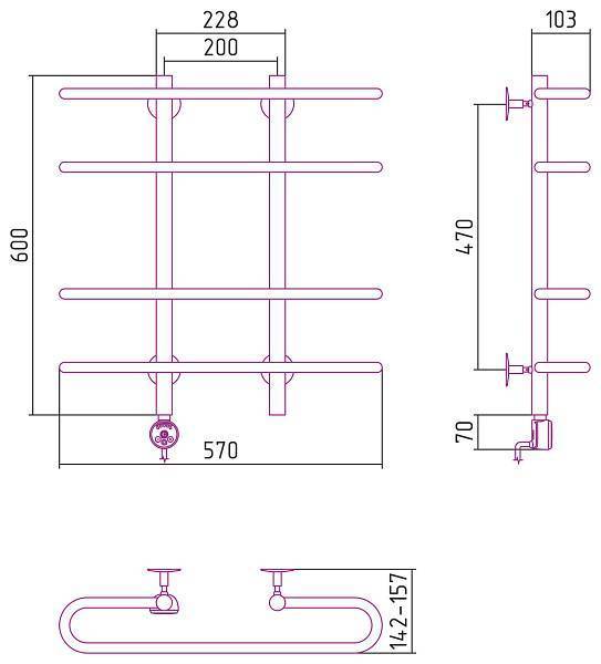 Полотенцесушитель электрический Стилье Формат 15 60x60 см без покрытия 00515-6060